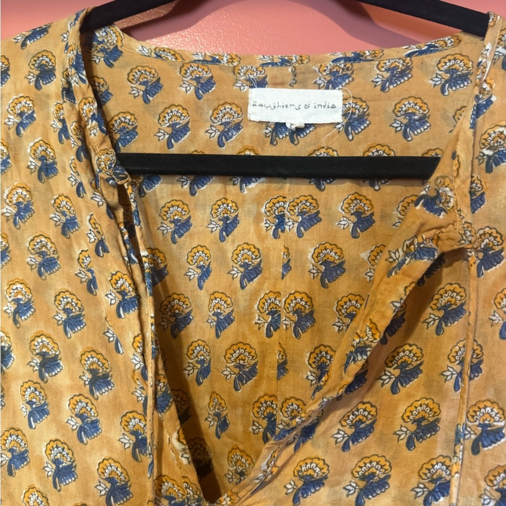 Daughters of India Floral Print Dress in Sandalwood - Picture 2 of 3